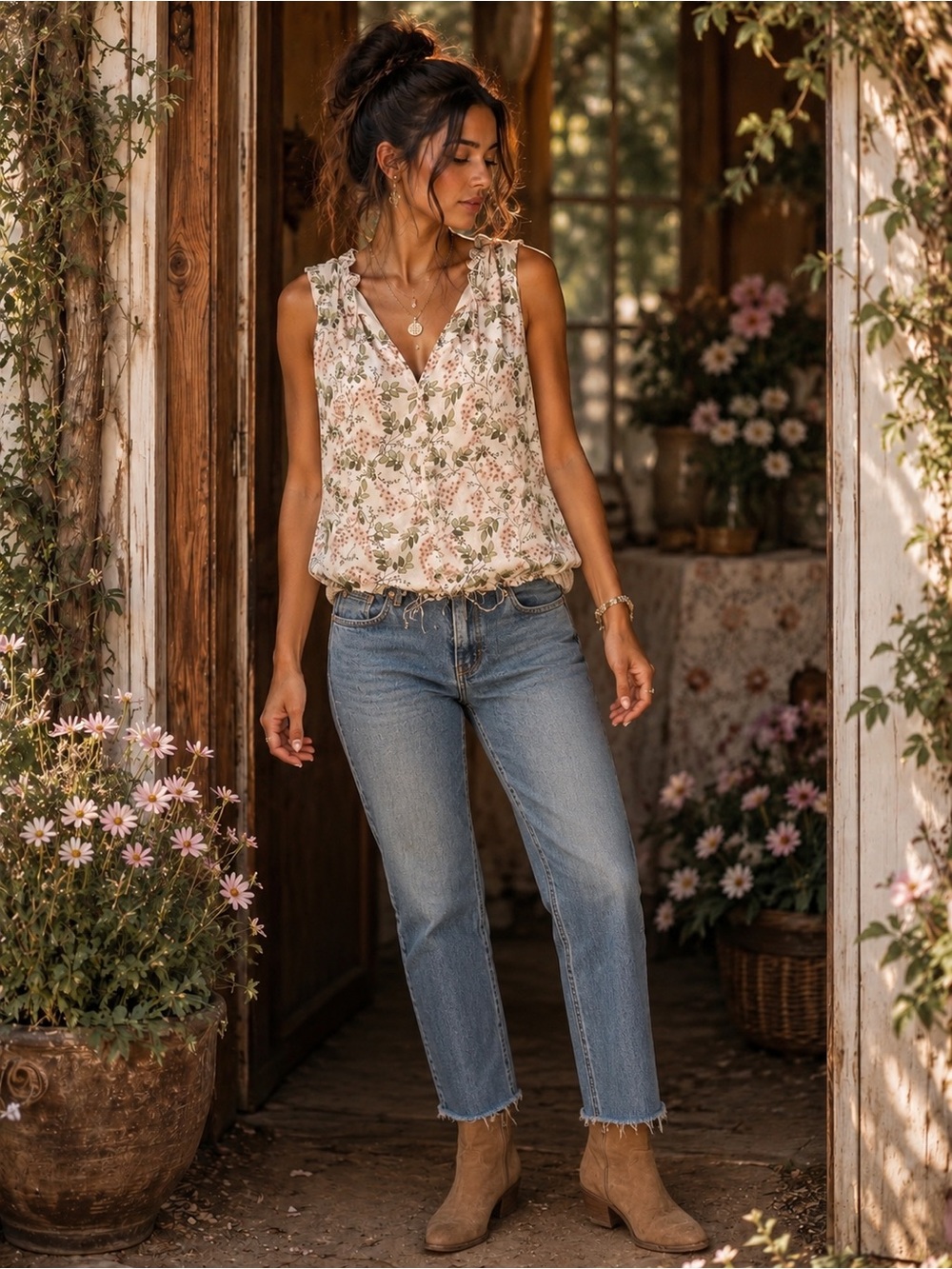 Max Studio Floral Sleeveless Blouse